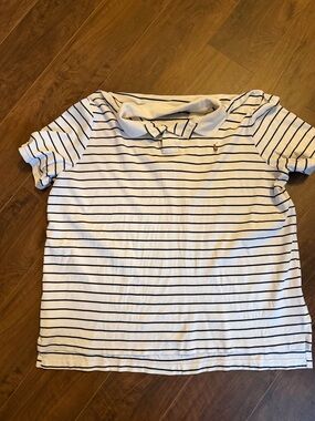 Polo by Ralph Lauren White Polo Shirt with Navy Stripes